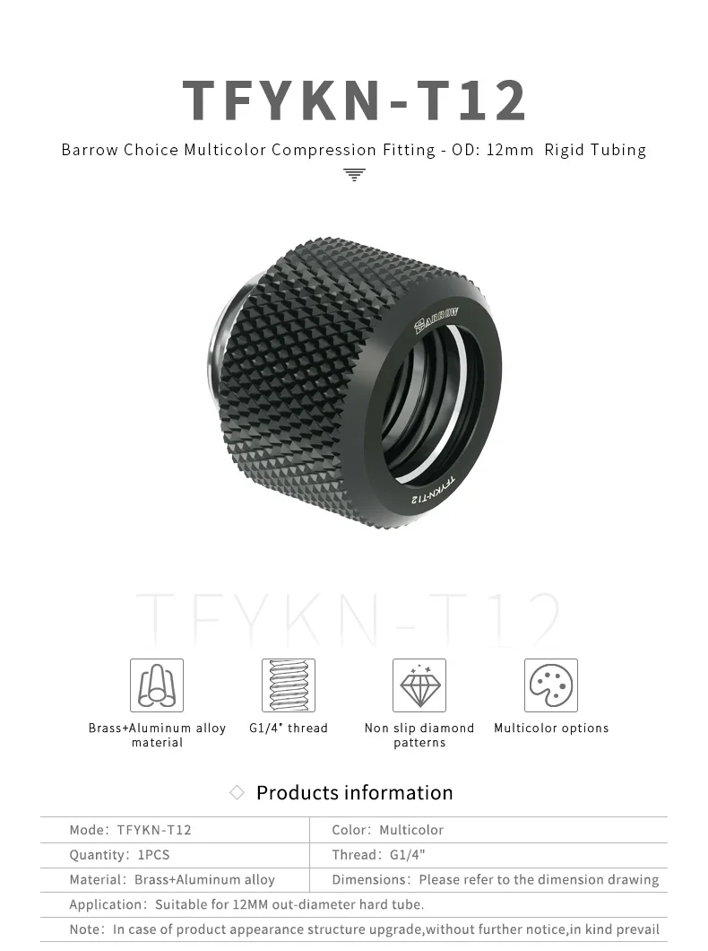 Barrow 8 stks/partij OD12/14/16mm Harde Buis Fitting Kit Waterkoeling Metalen Connector G1/4 ''Adapters Compressie Messing Fitting