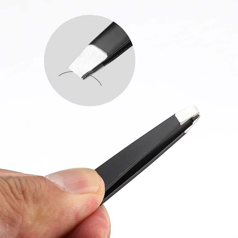 Herramientas de maquillaje de alta calidad, pinzas para cejas, pinzas para ojos con punta inclinada de acero inoxidable, Clip preciso 3D para pestañas