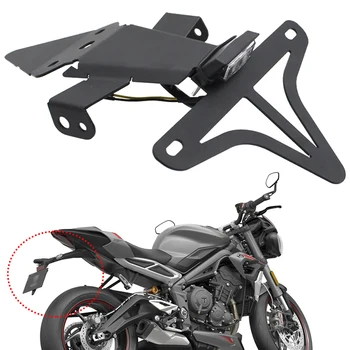 Motorcycle rear license plate mounting bracket steel license plate frame with LED light for Street Sanlian 765 RS