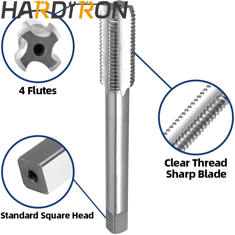 Hardiron 3/8/70-16 3/8/60-20 3/8/60-24 3/8/90-28 3/8/90-32 Set di maschi e matrici per mano destra, maschi filettati HSS e matrici rotonde