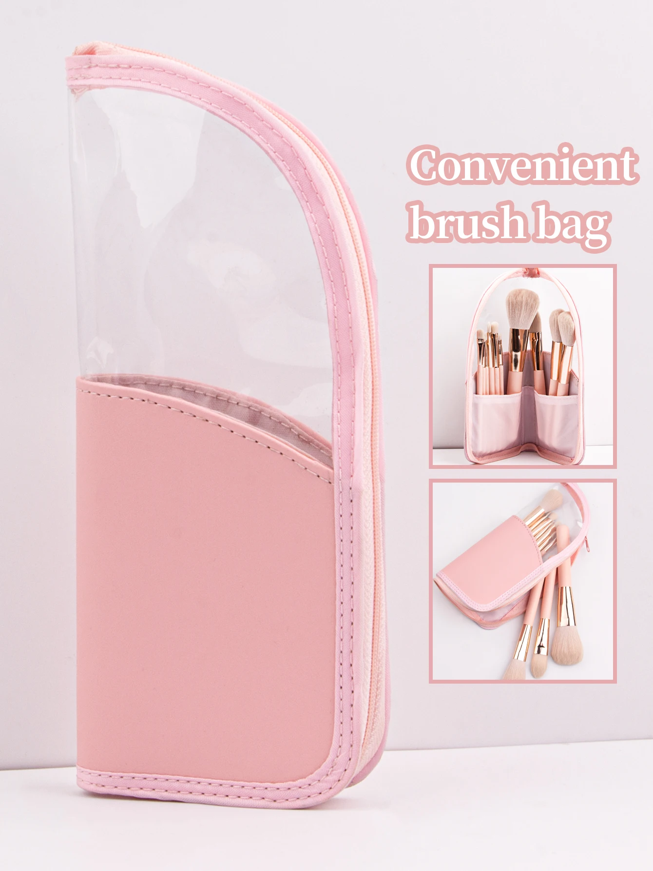 Estuche para brochas de maquillaje, soporte para brochas de maquillaje, bolsa de cosméticos impermeable de viaje, taza de maquillaje plegable de pie con cremallera