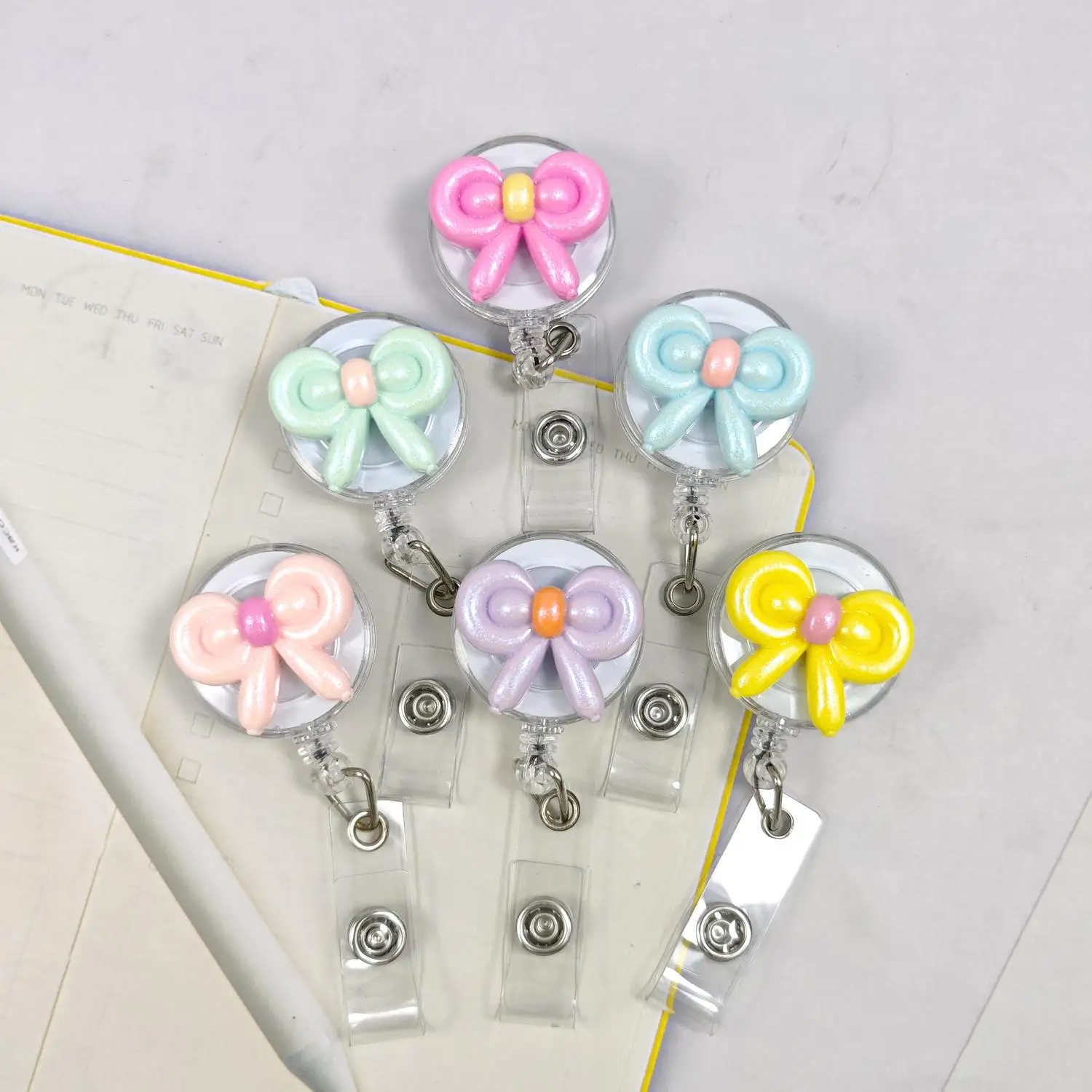 Cartoon Balloon Bow Retractable Badge Reel ID Card Holder Cute Lanyard Clip for Medical Staff Factory Outlet