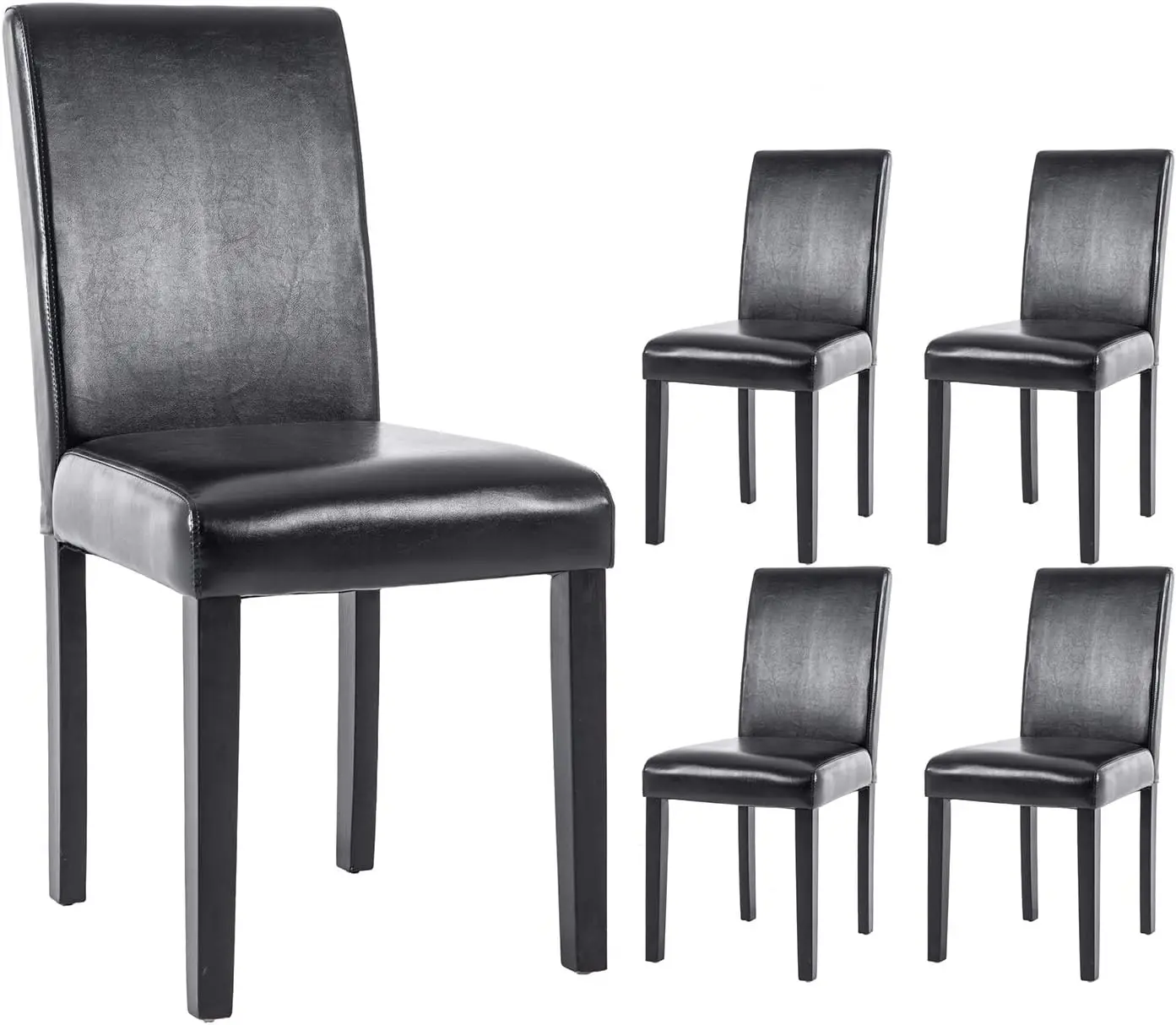 

Dining Chairs Set of 4 PU Leather Dining Room Chairs,Armless Upholstered Kitchen Chair with Black Solid Wood Legs, Blac