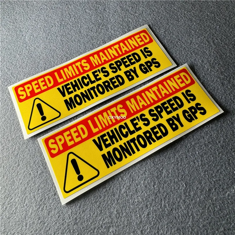 Warning Sticker Yellow Speed Limited Maintained Monitored by GPS Car Stying Decal Tape for Auto Motor Window Appliques