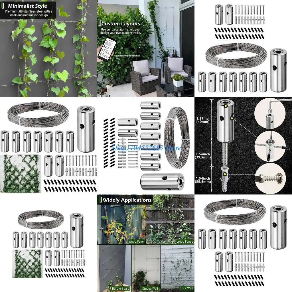 Y6GD 52 Inch Flexible Stainless Steel Plant Climbing Wire Rope Corrosion Resistant Garden Support for Outdoor vine and Creepers