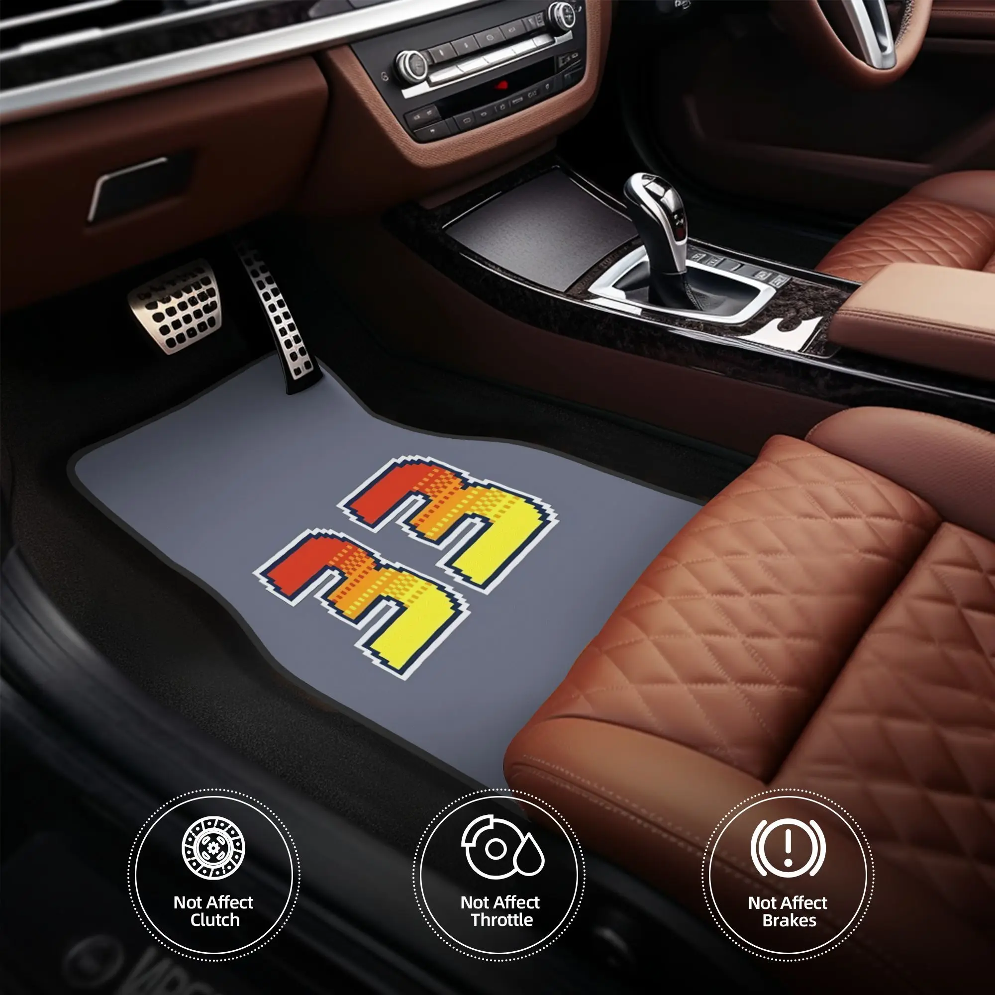 4pcs 33 Pixel Font Thirty Three In Red Orange And Yellow Car Floor Mats, Durable, Fit For Cars, Ideal Gift, Vehicle Interior Mat