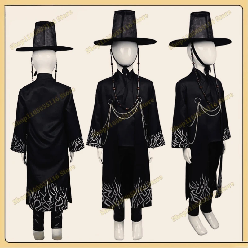 

Kids Saja Cosplay Boys Jinu Costume 2025 Demon TV Hunters Children Roleplay Coat Pants Hat Outfits Halloween Carnival Disguise