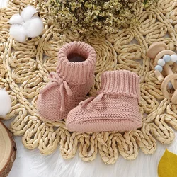 First Walkers Soft Bottom Infant Unisex Footwear 0-18m Child Booties Baby Shoes Solid Color Knitted Newborn Boys and Girls Boots