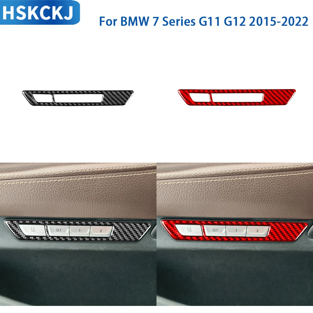 

For BMW 7 Series G11 G12 2015-2022 Accessories Real Soft Carbon Fiber Car Interior Seat Adjustment Button Cover Trim Sticker