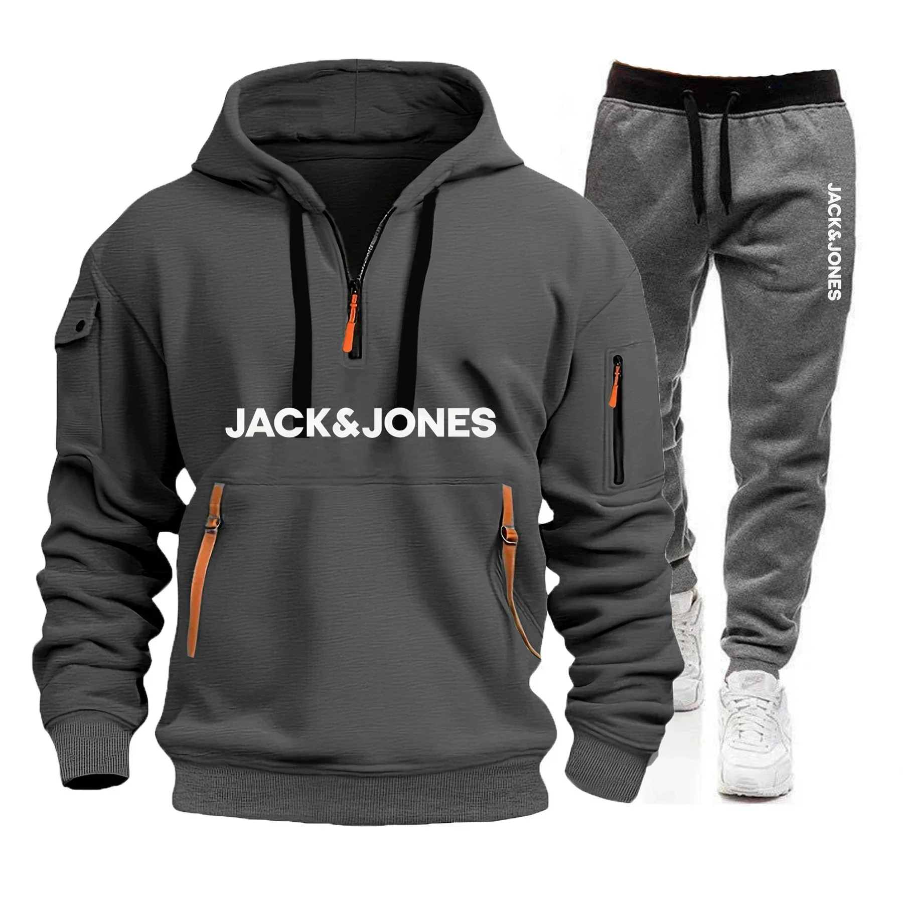 

New autumn and winter men's casual set, a fashionable street long-sleeved men's hooded pullover + long pants 2-piece set
