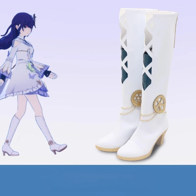 

Woman Mira Cosplay Shoes Kpop Demon Hunters Mira White DJ Party Boots