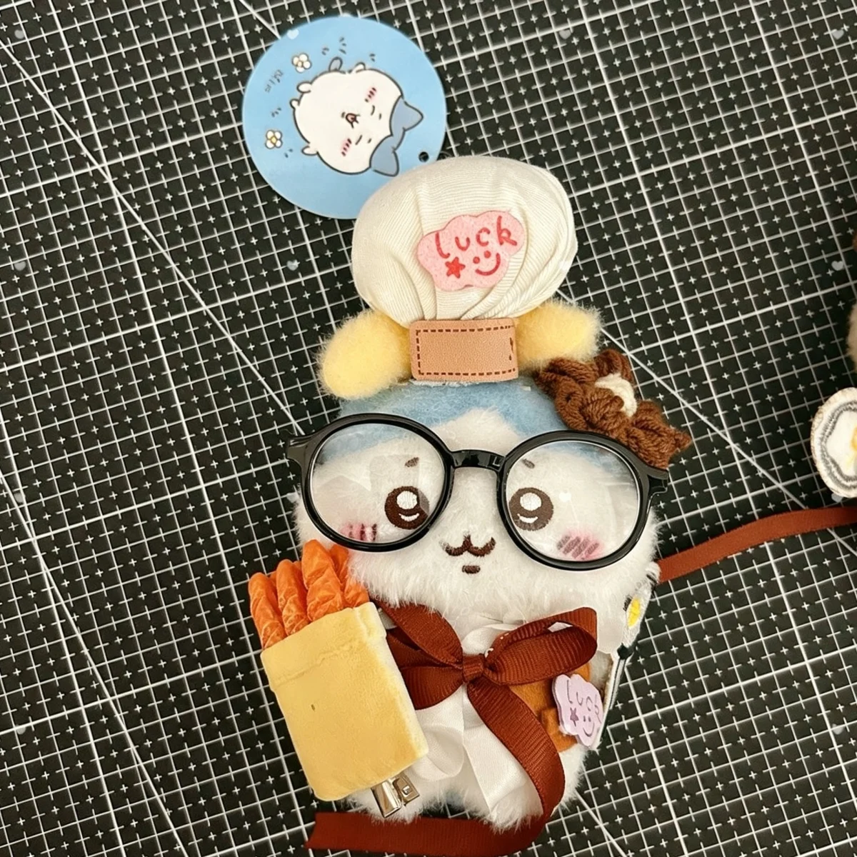 Chiikawa Hachiware Usagi French Dessert Dessert Series Glasses Cute Plush Stuff Toy Crossbody Bag Pendant Ornament Birthday Gift