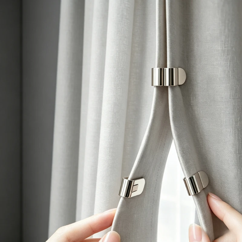Magnetic Curtain Clips No‑Drill Light‑Blocking Curtain Fastener Invisible Magnet Buckle for Closing Curtain Gap