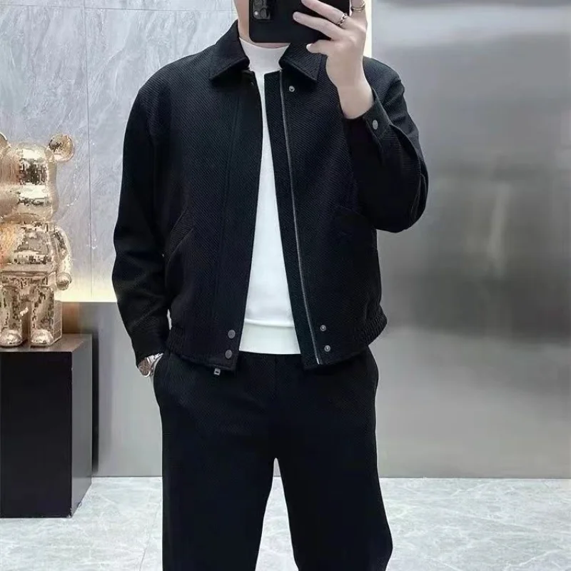 

Осень-зима, новый корейский стиль, модный красивый японский пиджак с лацканами, свободный красивый повседневный костюм для мужчин
