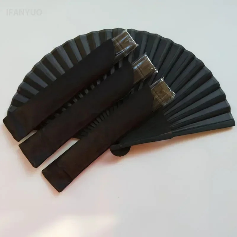 Chinese Style Black Vintage Handheld Folding Fan Retro Bamboo Fans for Dance Performance Wedding Party Favor Summer Decor Gift