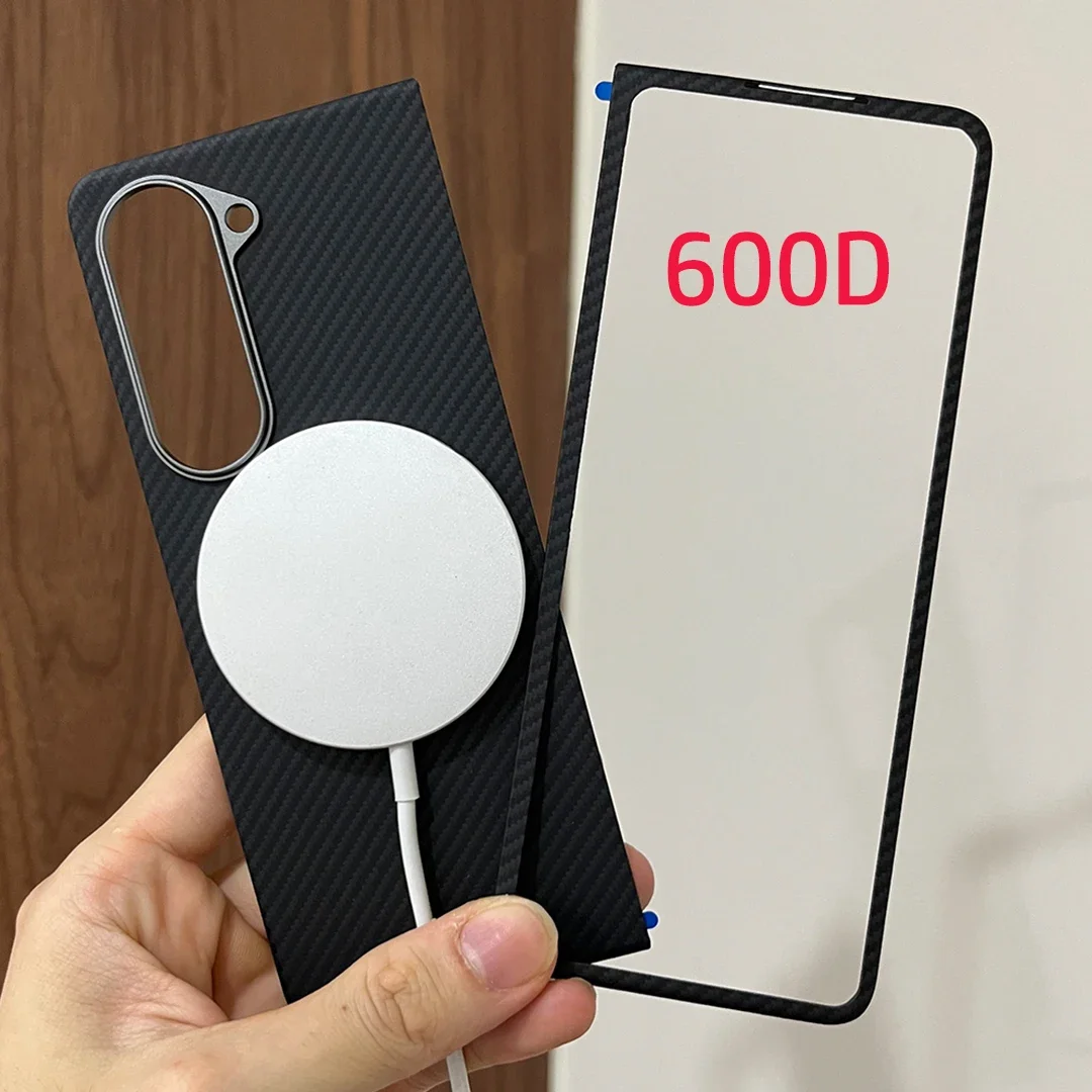 

Magnetic 600D Aramid Carbon Fiber Phone Case On For Samsung Galaxy Z Fold 5 5G Global ZFold ZFold5 z5 5z Magsafe Macsafe 256/512