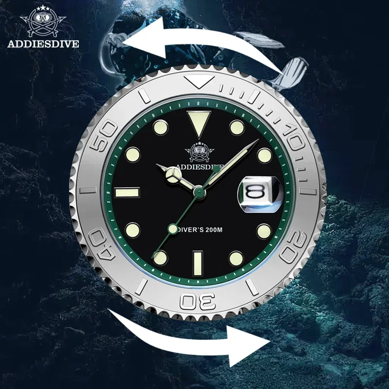 Addiesdive Ad2040 Herren Taucher Quarzuhr Mode 200m wasserdichte Kalender anzeige Super leuchtende Uhren 41mm Gummi Armbanduhr