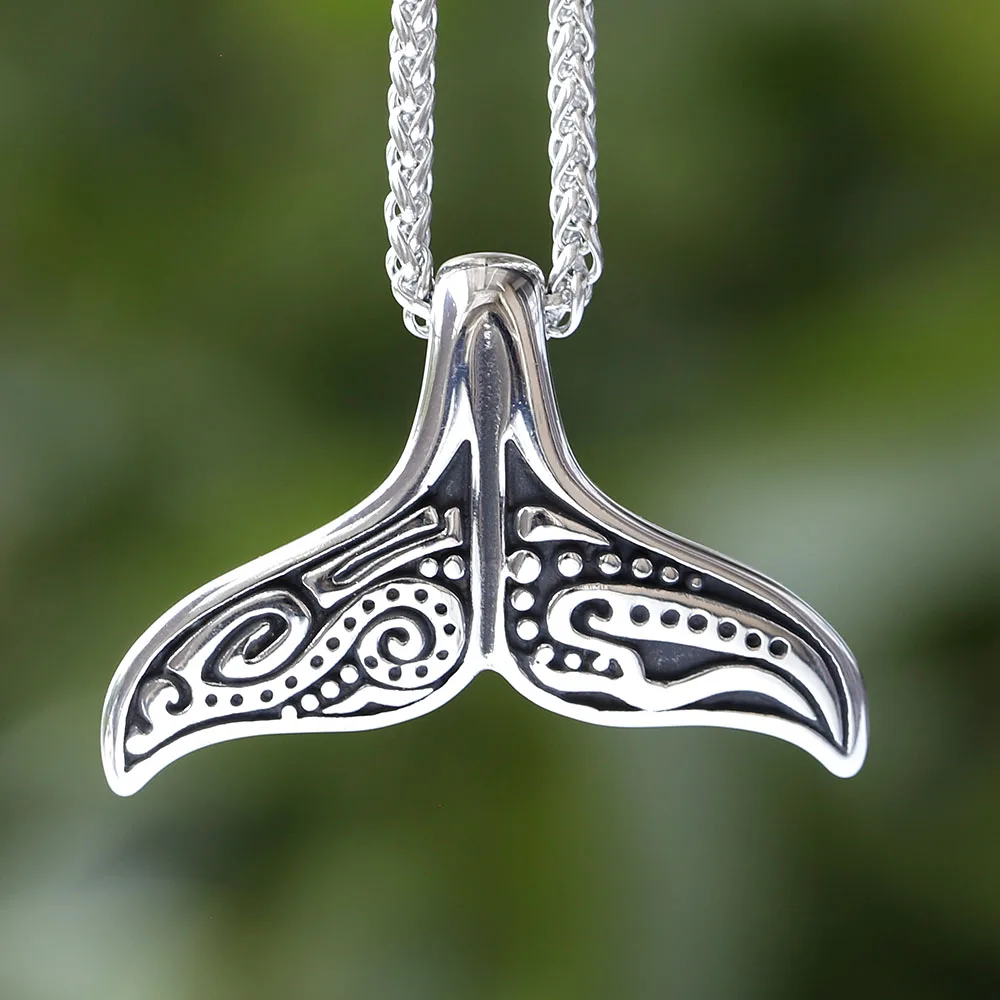 2024 NEW Solid Stainless Steel Men's Charm Whale's Tail Native Inspired Maori Pendant Jewelry