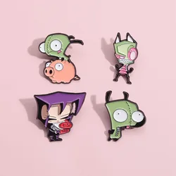Cartoon Brooch Funny Character Green Metal Badge Accessories Wholesale Anime Pin Brooches for Clothing Cap Pins Lapel Badges Bag
