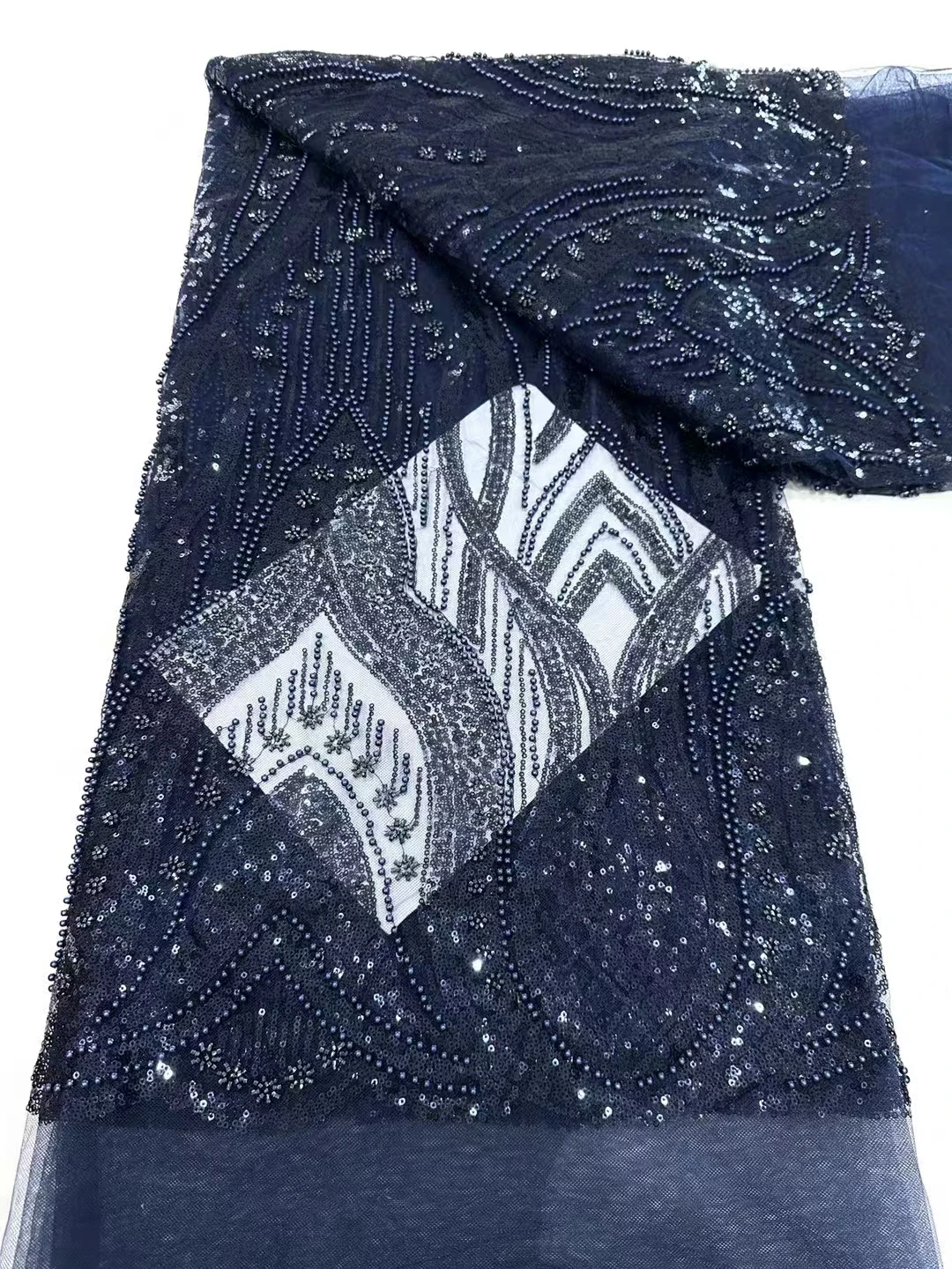 

New Mesh Heavy Industry Bead Tube Dress Bead Sequin Embroidered Fabric European and American Wedding Dress by 180*43.2inches