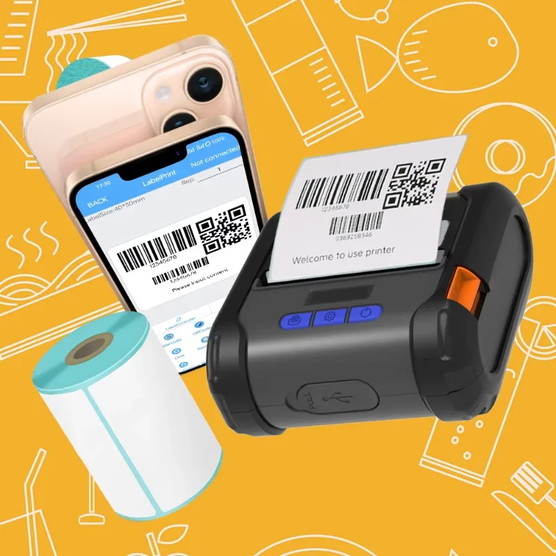 Mini Thermal Label Printer Wireless Handheld Portable 80mm Barcode Sticker Wifi Printer