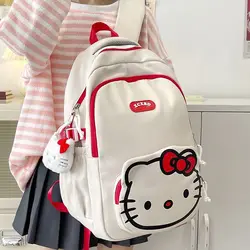 Hello Kitty Sanrio Backpack With Pendant KT Cute Daypack Cartoon Schoolbag Bag Girl Casual Travel Commute Knapsack For Student