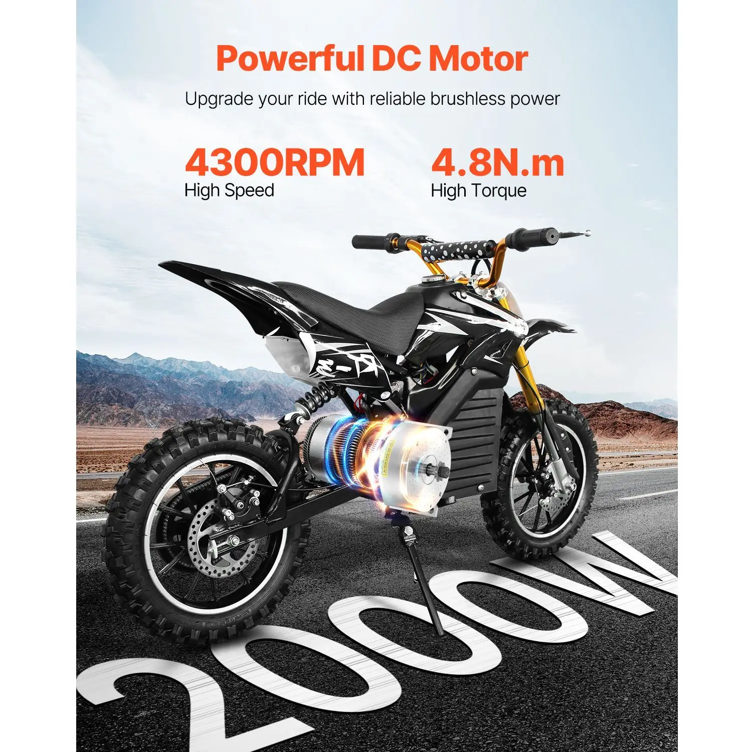 2000W Electric Brushless DC Motor Kit - 48V 4300rpm Motor with Upgraded Speed Controller and Throttle Grip Kit for Go Karts E-Bi