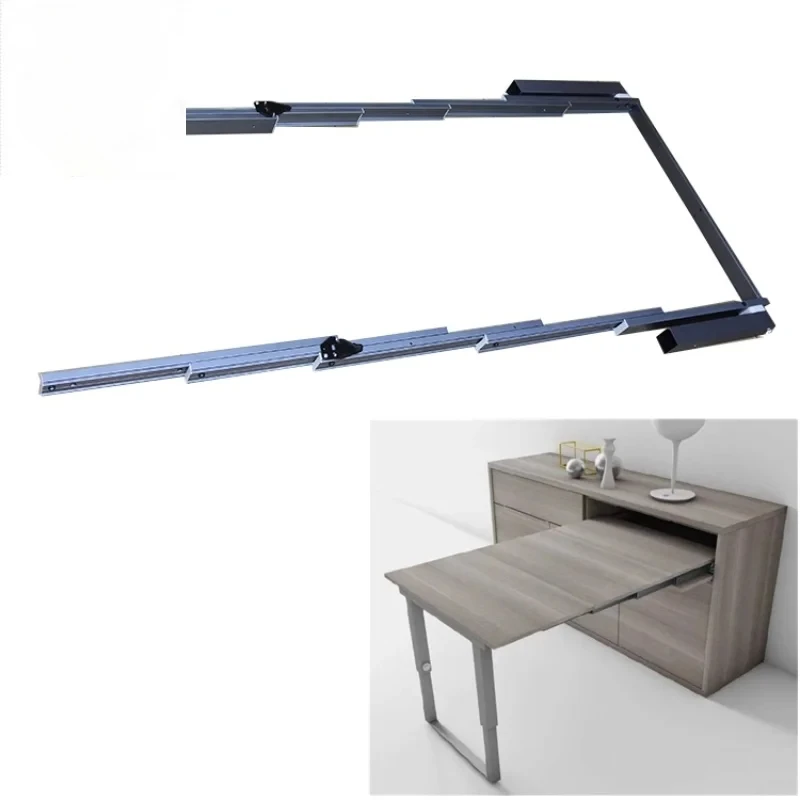 Smart Furniture Parts Pull Out Dining Table Hardware 5 Section T Type Aluminum Hidden Folding Extension Table Slide Mechanism