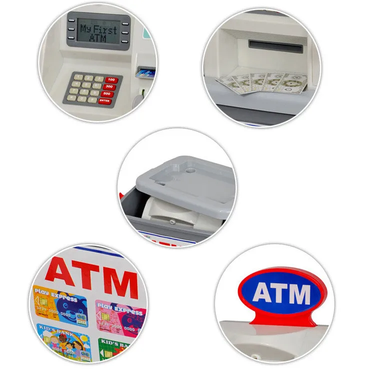 81cm High Quality Children\'s Bank ATM cash machine deposit machine toy play house toys for kids Birthday Christmas Gift