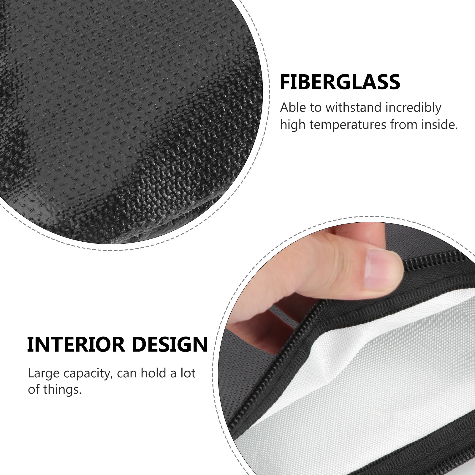 

Fire Resistant Document Bag Fiberglass Double Sided Waterproof Lanyard Carry Design Large Capacity Pouch for Money Files Albums