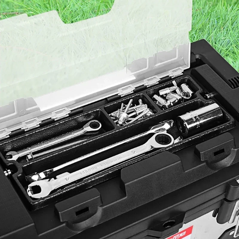 Large Electrical Maintenance Toolbox Stainless Steel Portable Suitcase Tool Storage Multifunctional Hardware Storage Accessories