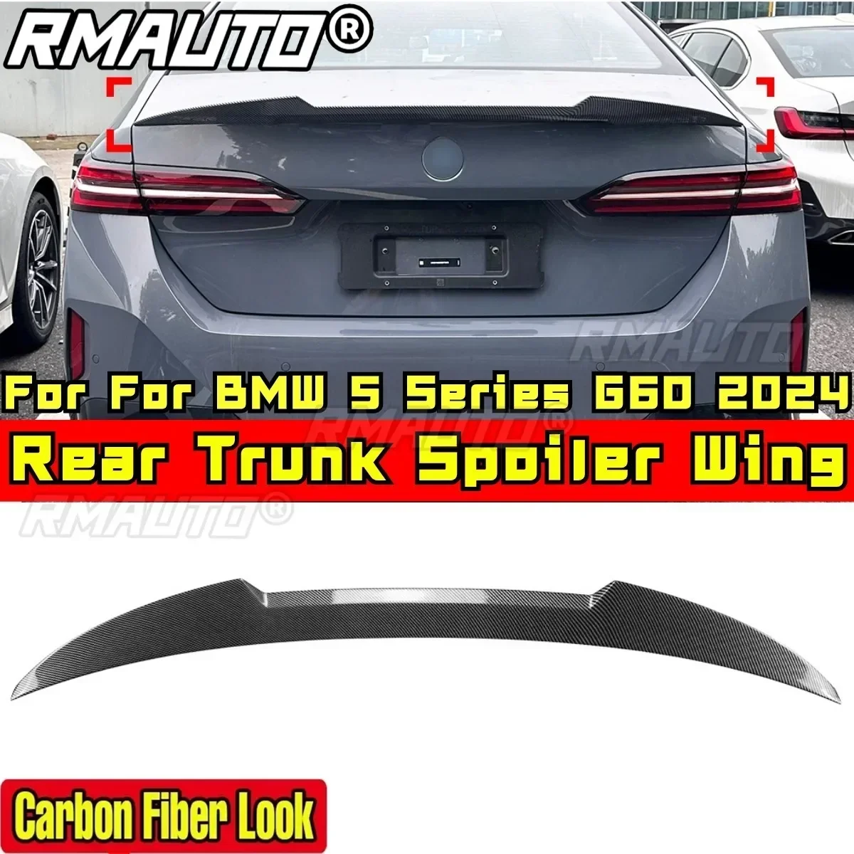 I5 G60 Body Kit Rear Trunk Wing Glossy Black Blade Style Rear Trunk Spoiler Wing For BMW 5 Series I5 G60 2024 Car Accessories