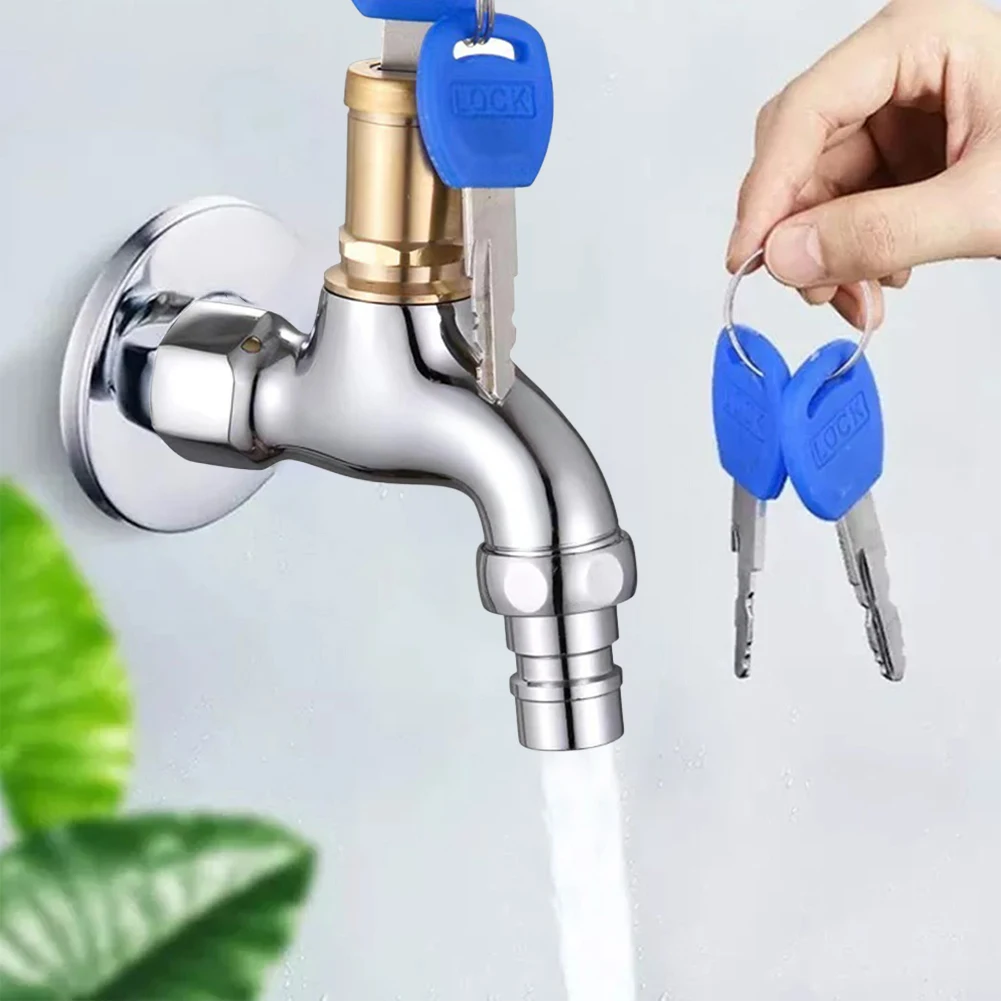 1/2pcs Faucet Sink Tap Anti-Theft Washing Machine Faucet With Keys 1/2 Inch Lockable Outdoor Quick Opening Lock Faucets