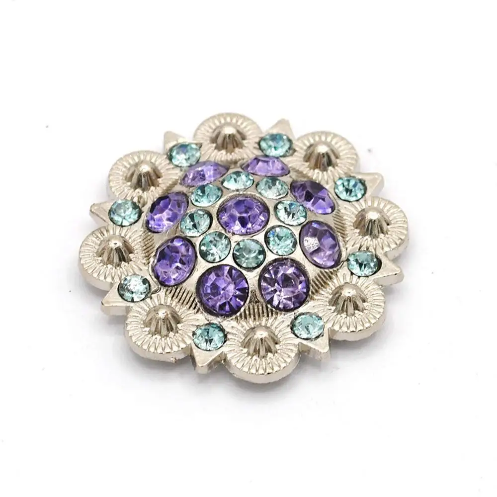 Conchos de flores de Metal, decoración de diamantes de imitación, tornillo de hebilla de Caicloth, cinturón de aleación multifunción, diámetro de