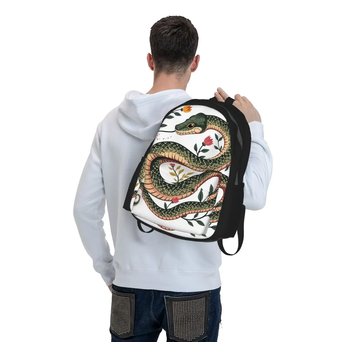 Botanical Serpent Nature Inspired Backpack Boys Girls BookBag Kids School Bag Computer Shoulder Bags for Men Women