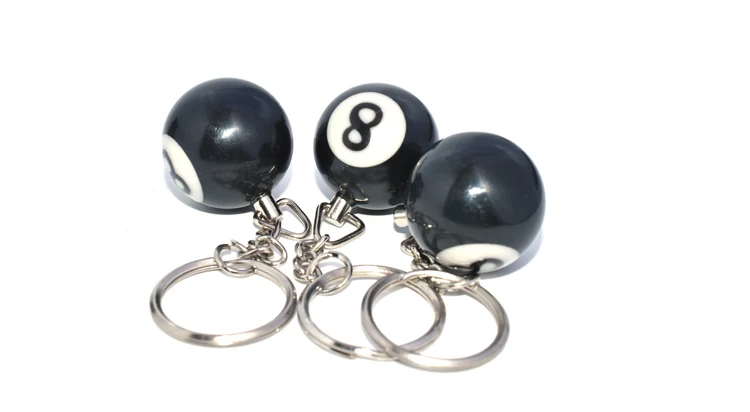 Fashion Creative Billiard Pool Keychain Table Ball Key Ring Lucky Black NO.8 Key Chain 32mm Resin Ball Jewelry Gift Wholesale