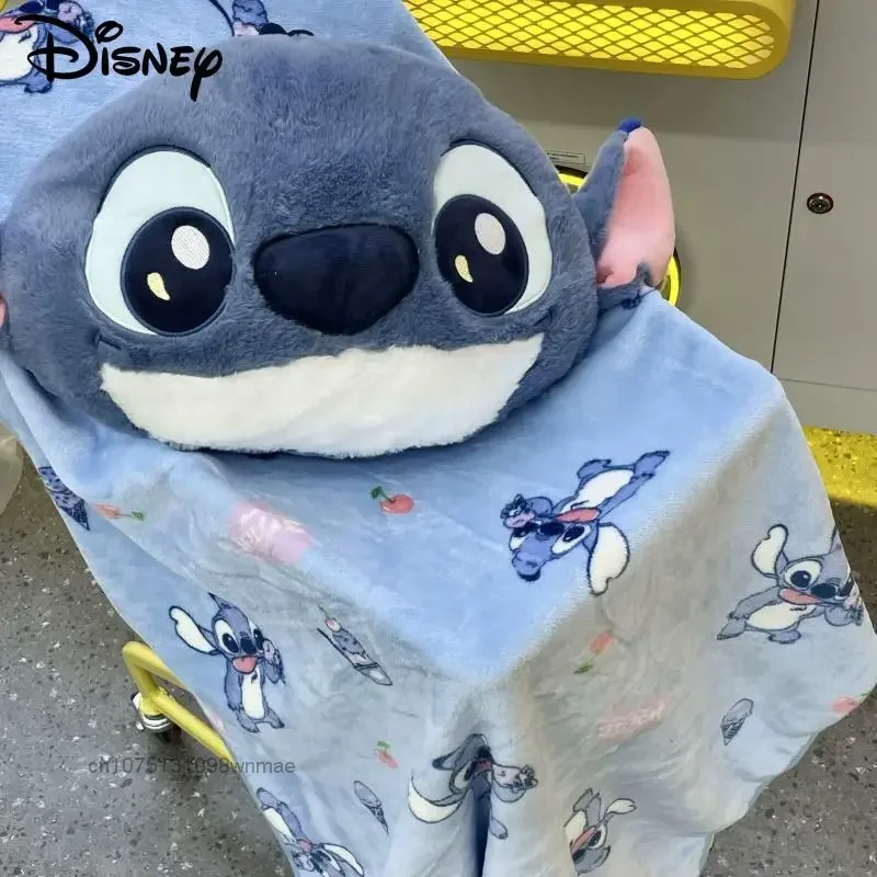 Disney Cartoon Stitch Monsters University Plush Pillow and Blanket, Y2k Warm Soft Sofa Cushion Air Conditioning Quilt, 2-in-1