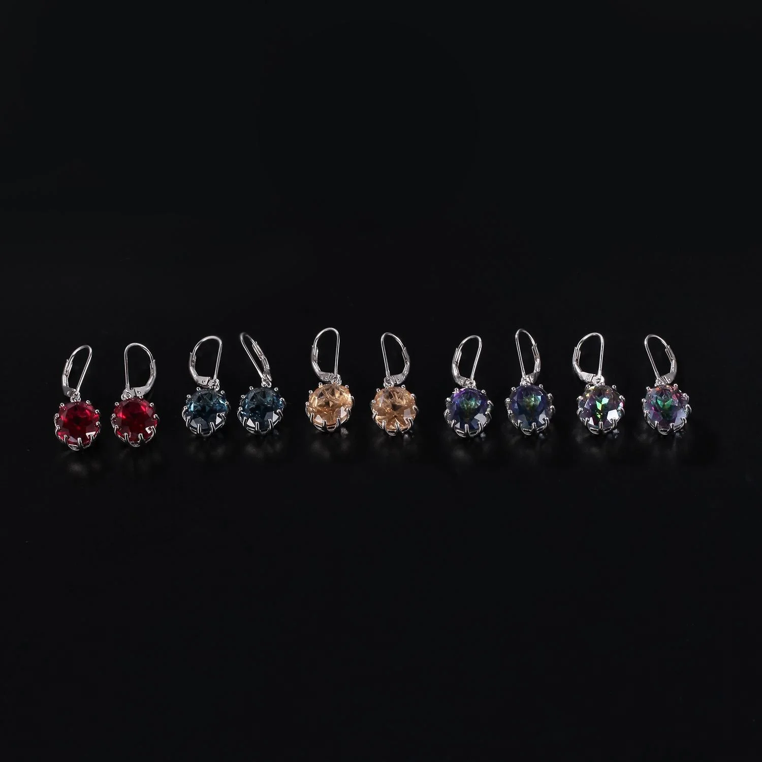 Luxury brand genuine real jewels Straight Fashion Simple Style s925 Silver Inlaid Colorful Crystal Earrings Earstuds high qualit