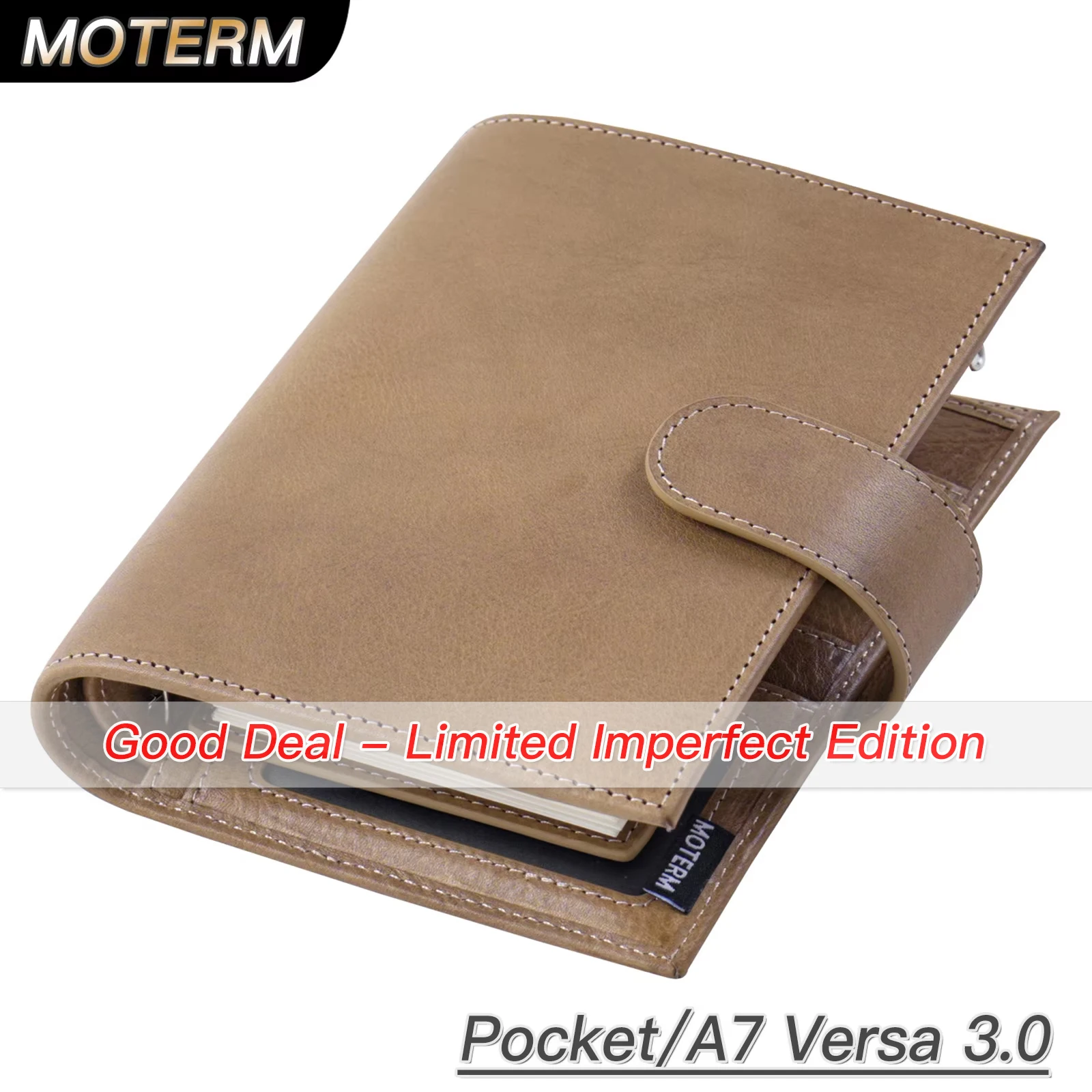 

Limited Imperfect Moterm Pocket Versa Rings Planner Full Grain Vegetable Tanned with 19mm Wallet Multifunctional Agenda Diary