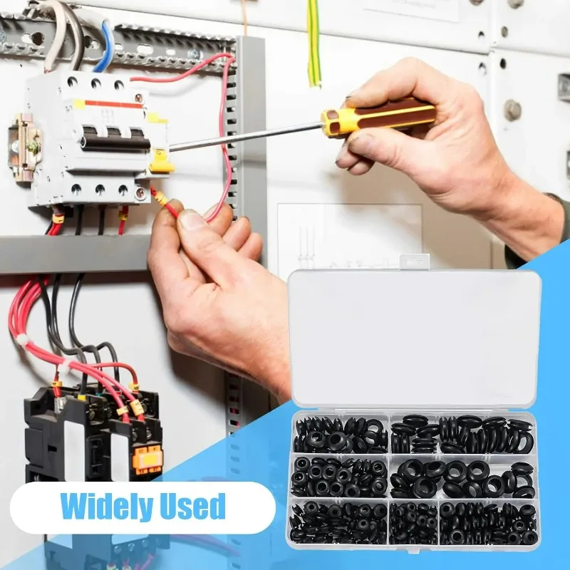 Kit surtido de ojales de goma, junta de Cable de cableado, juego de ojales de conductor eléctrico para tapones de cables, arandelas de juntas tóricas, 260/180 Uds.