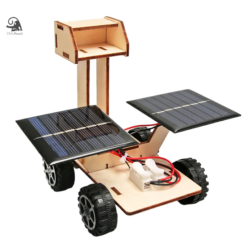 Modèle Mars Rover à énergie solaire fait à la main, jouet créatif, outil d'enseignement en bois pour enfants, technologie, petit fabricant, jouet Puzzle