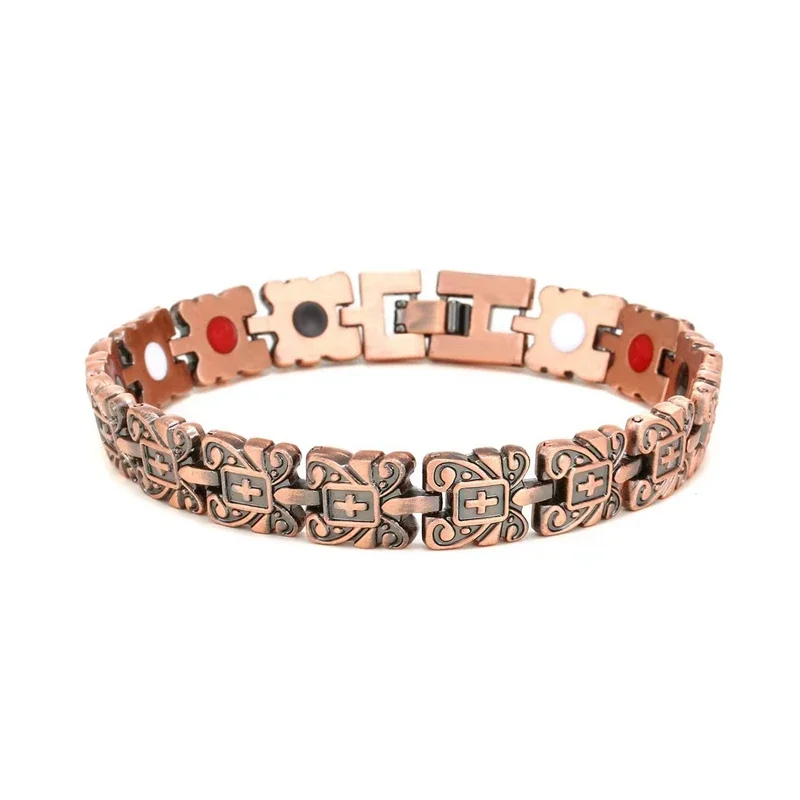 Men Women\'s Copper Color Bracelet Health Energy Germanium Magnetic Bracelet Retro Holographic Chain Bracelet Women\'s Arthritis