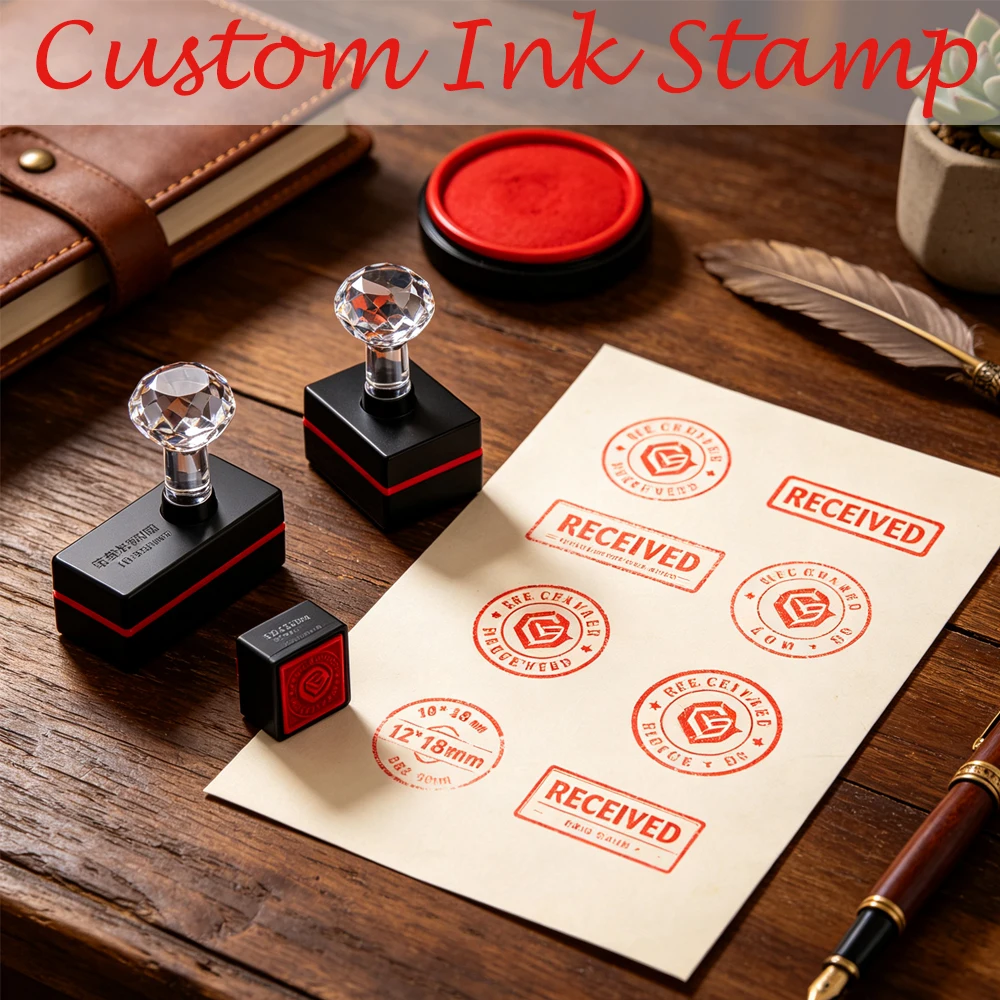 Personalized Logo Custom Text Self inking Stamp Customized Photosensitive Seal Ink Stamp for Library Book Business Address