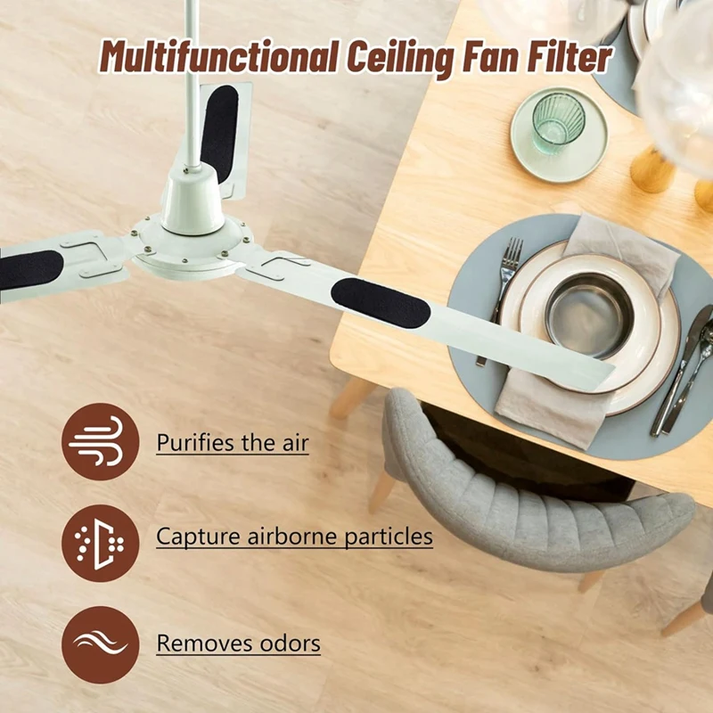 10 PCS Ceiling Fan Filters, Activated Coconut Carbon Filter Filters For Ceiling Fan Blades Eliminate Odors