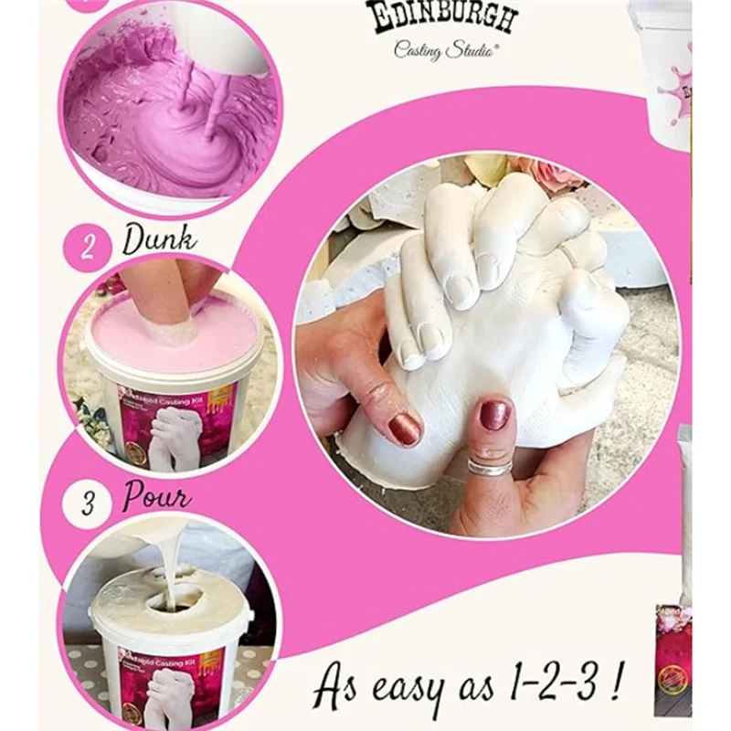 ABPQ-Hand Casting Couples Realistic Stone Sculpture For Two DIY Mother's Day Handmade Mold Hand Cast Plaster Clone Finger Durabl