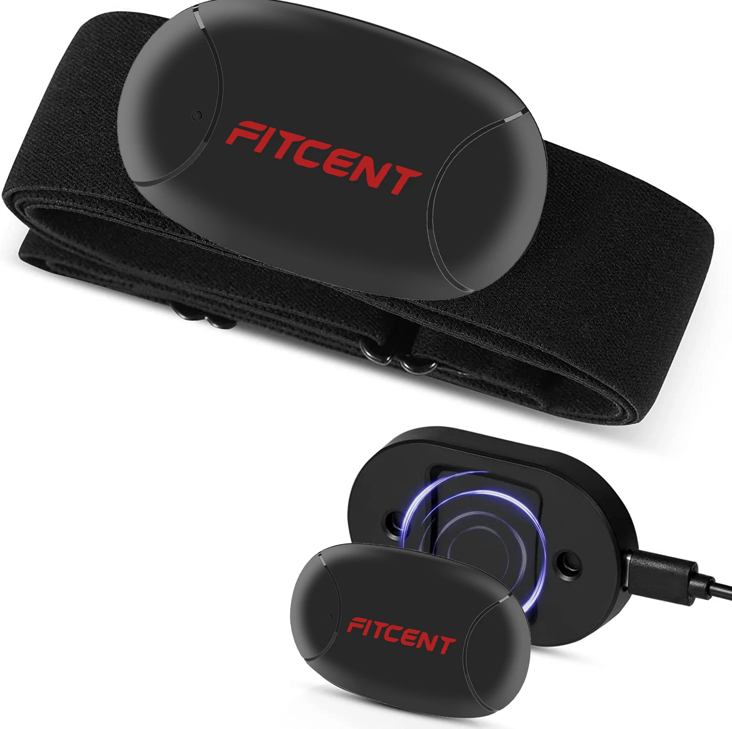 FITCENT akumulator 5.3 Khz ANT + pasek do monitorowania tętna Bluetooth w klatce piersiowej wodoodporny czujnik HR dla Polar Wahoo Peloton Zwift