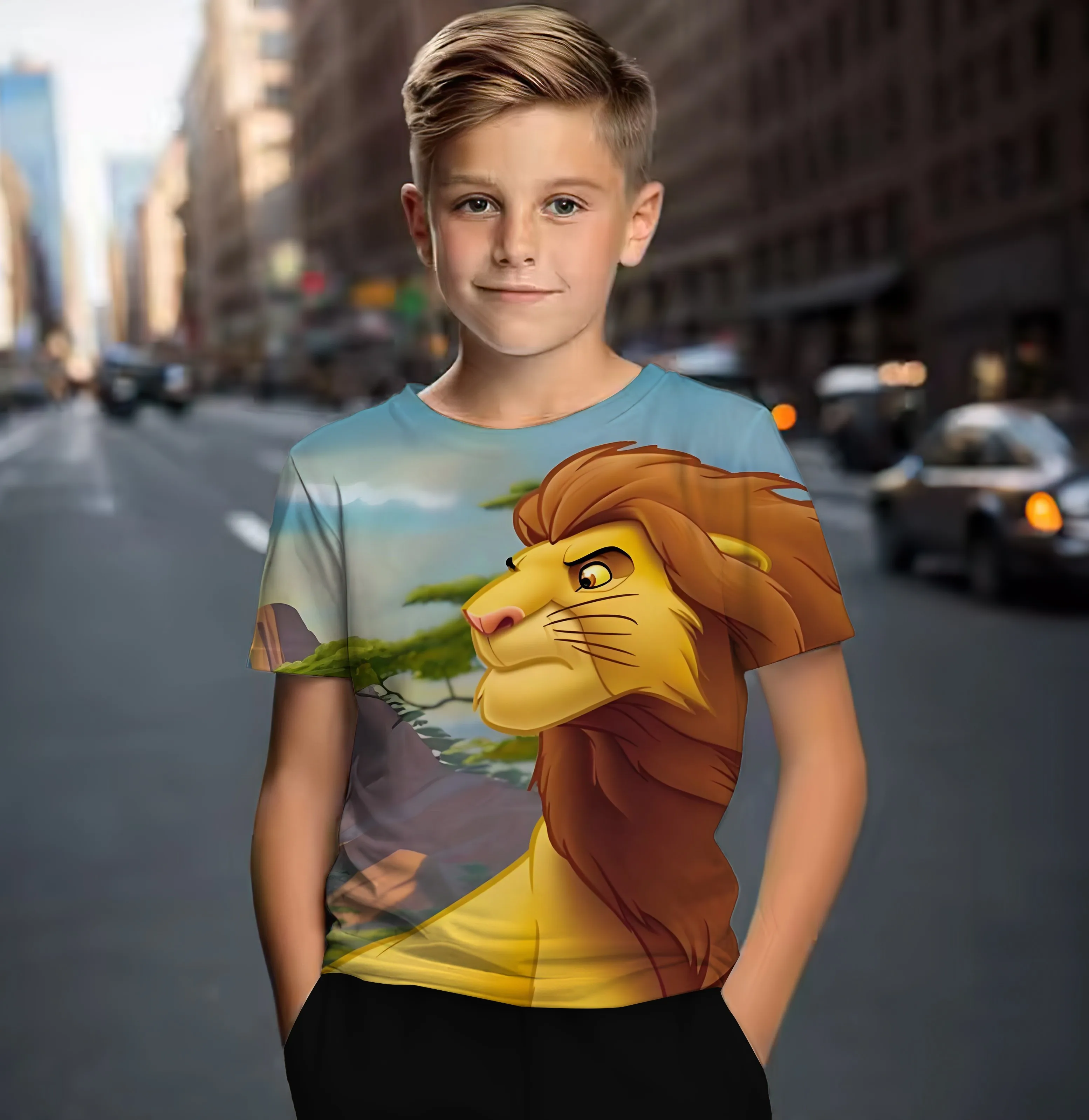 The Lion King Summer Children's T-Shirt 3D Printing Cool Fashion Clothing Party Cartoon Boys Girls Unisex Children's Clothes