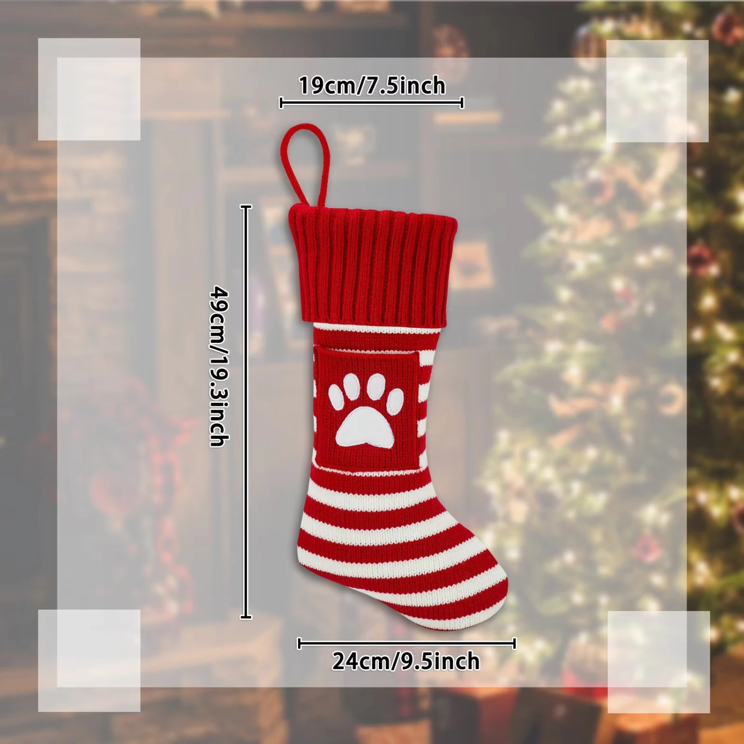 New Christmas Socks Decoration Pet Footprint Tree Elk Snowflake Embroidery Striped Knitted Stocking Kurt g sandals Paper bag