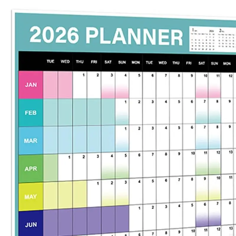 

2026 Full Year to View Calendar Family Home Wall Organiser Dated Yearly Planner