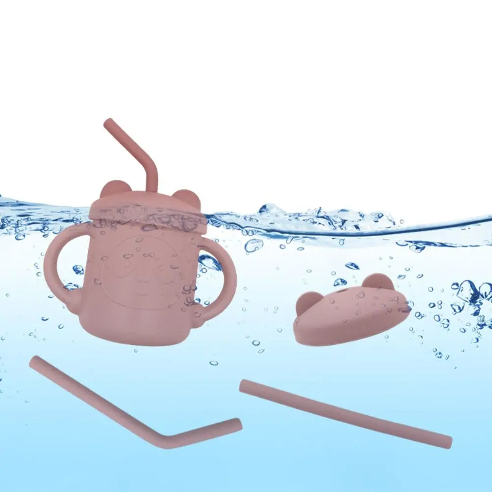

Food Grade Silicone Baby Sippy Cups Cartoon Panda Heat-resistant Baby Straw Cup Leakproof BPA Free Baby Training Cup Milk